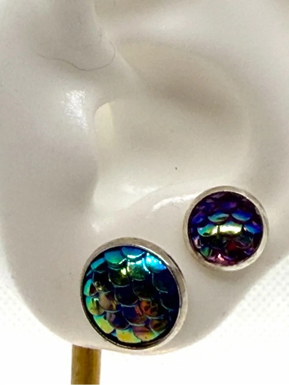 2 Pairs of Handmade Iridescent Mermaid Tail Earrings - Picture 5 of 6